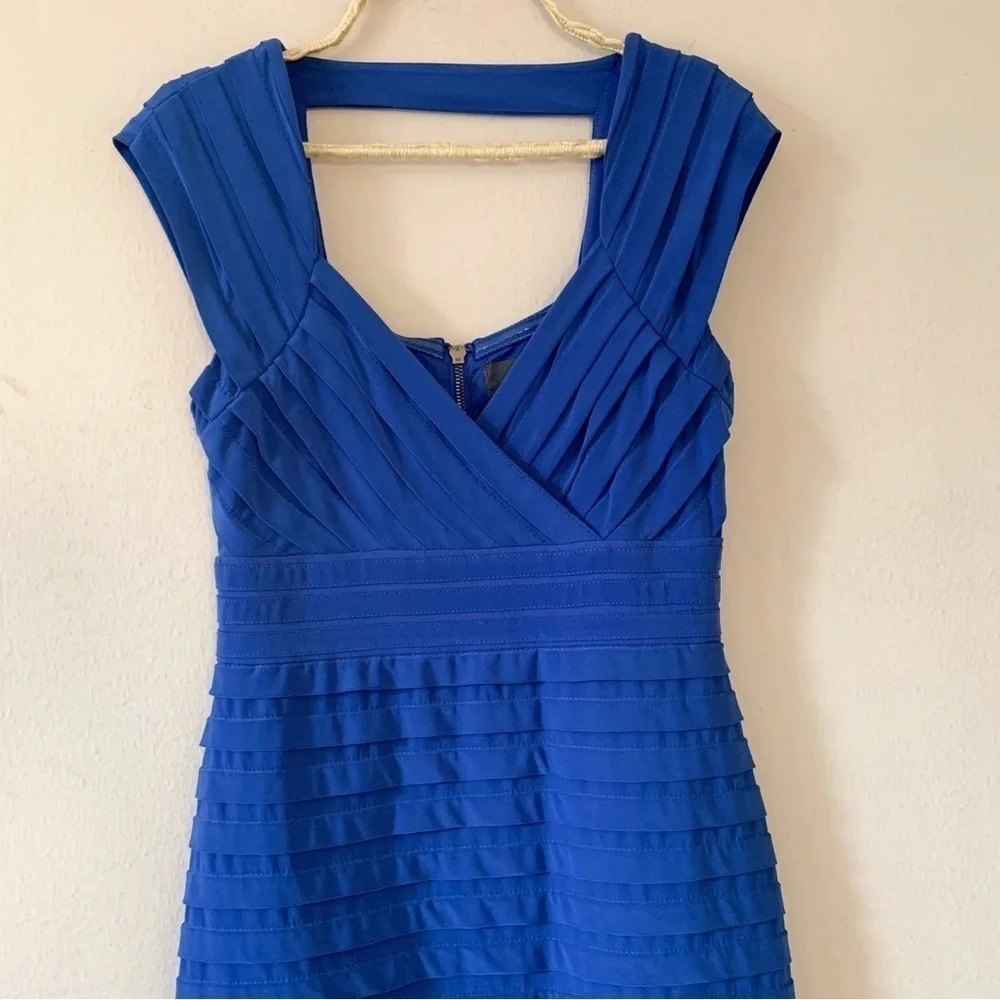 Adrianna Papell Blue Shutter Pleated Sheath Dress - Picture 4 of 8